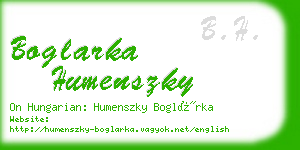 boglarka humenszky business card